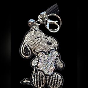 Snoopy Bag Charm Keychain with Silver Accents
